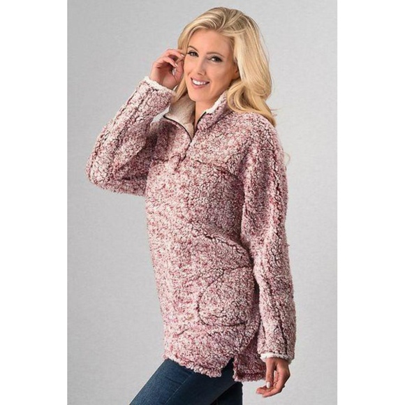 Sherpa pullover with front zip up & side pockets - Picture 3 of 4